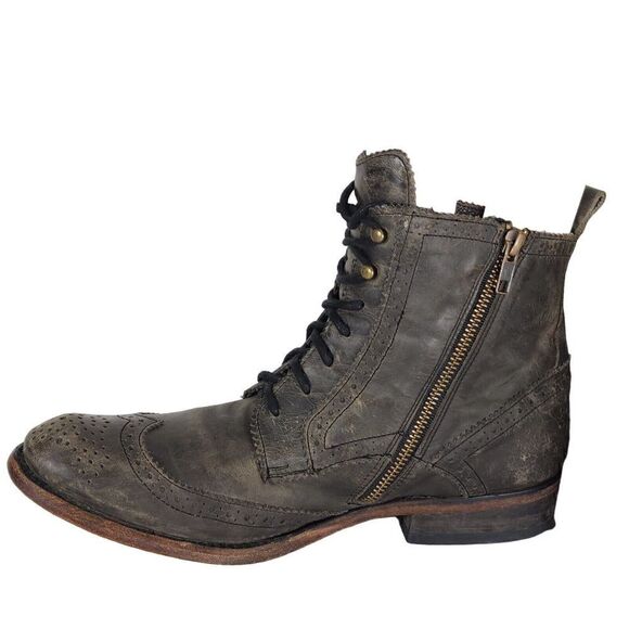 Freebird By Steven Men\'s BROOM Bradford US9 Brown Leather Distress Combat Boots